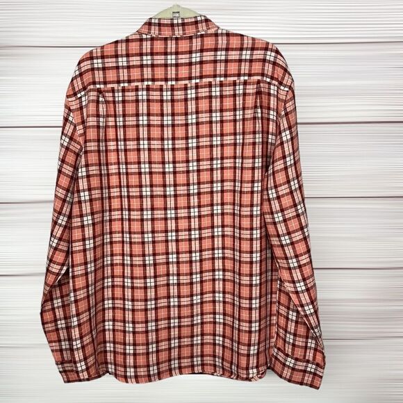 NWT Black Brown 1826 Linen Casual Plaid Button Down Shirt Long Sleeve XL - Picture 8 of 13